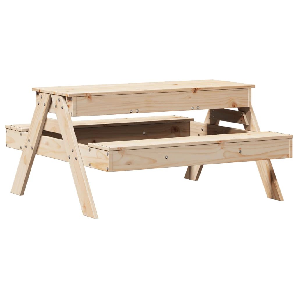 vidaXL Picnic Table with Sandpit for Kids Wax Brown Solid Wood Pine by vidaXL