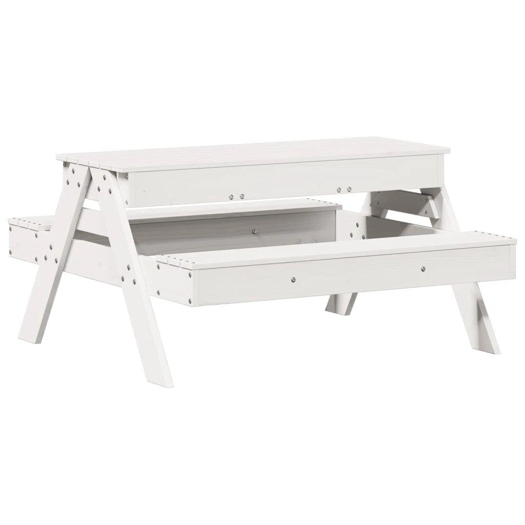 vidaXL Picnic Table with Sandpit for Kids Wax Brown Solid Wood Pine - Picnic Tables