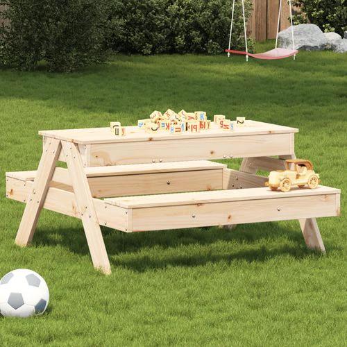 vidaXL Picnic Table with Sandpit for Kids Wax Brown Solid Wood Pine - Picnic Tables