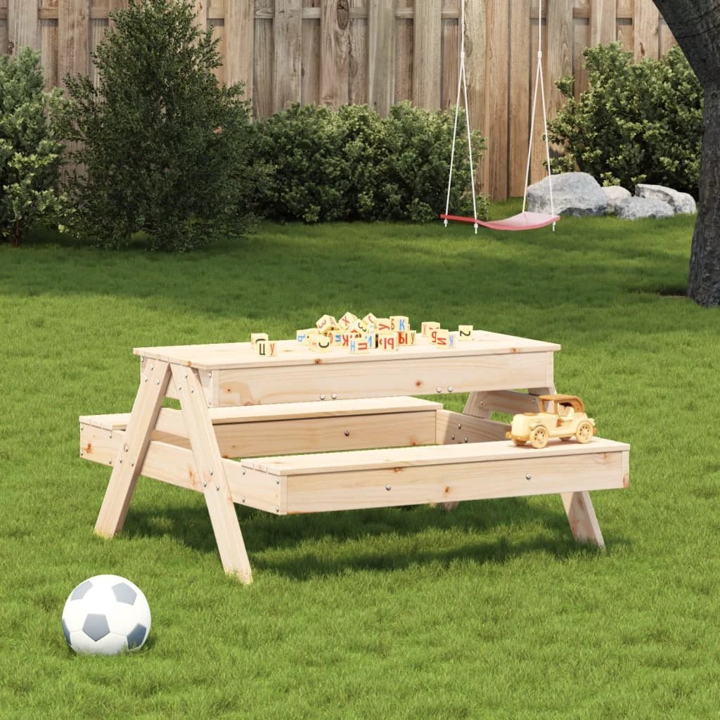 vidaXL Picnic Table with Sandpit for Kids Wax Brown Solid Wood Pine by vidaXL