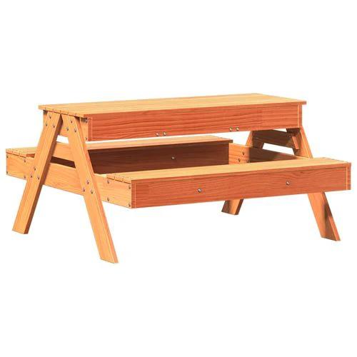 vidaXL Picnic Table with Sandpit for Kids Wax Brown Solid Wood Pine - Picnic Tables