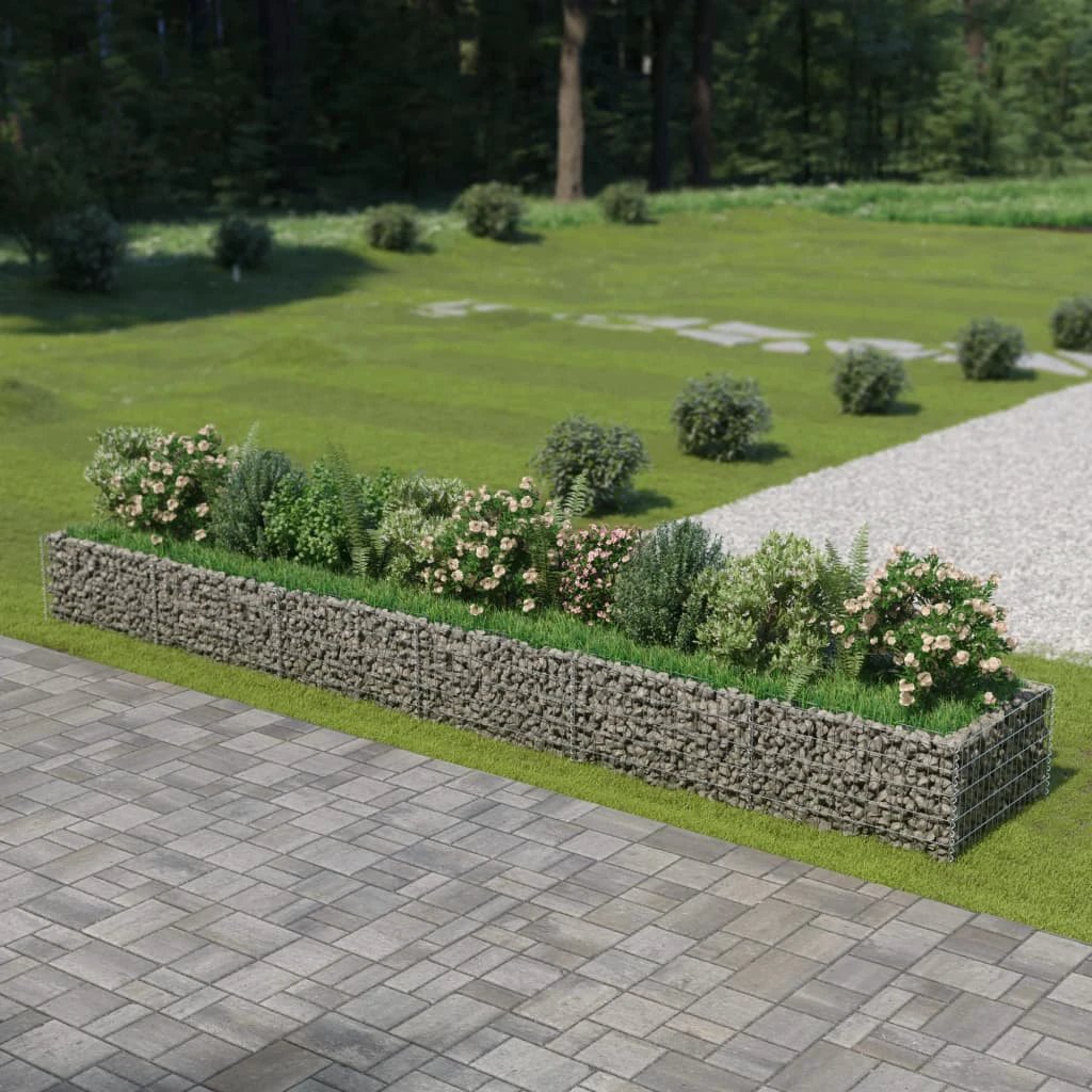 vidaXL vidaXL Gabion Raised Bed Galvanised Steel 450x90x100 cm - Raised Beds