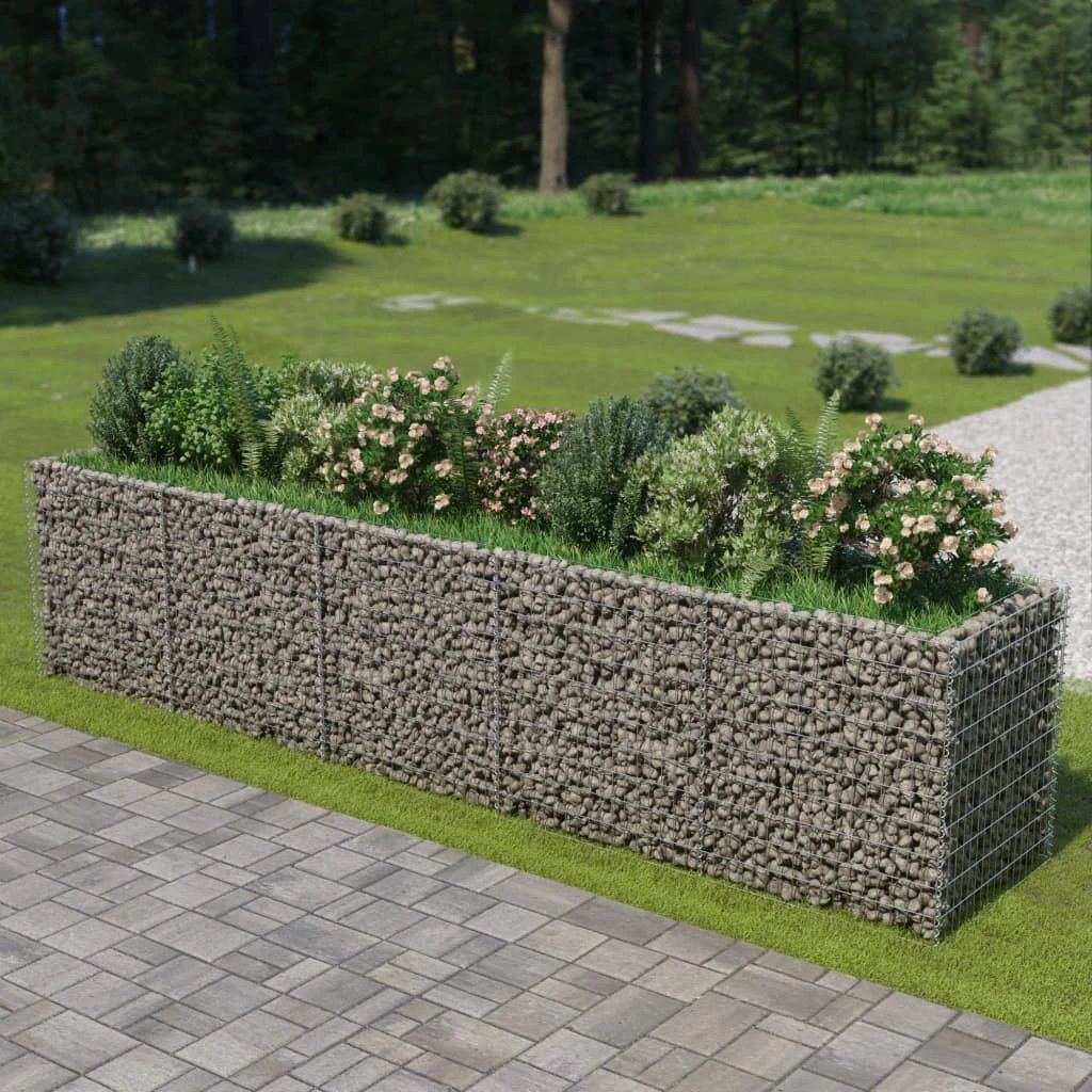 vidaXL vidaXL Gabion Raised Bed Galvanised Steel 450x90x100 cm - Raised Beds