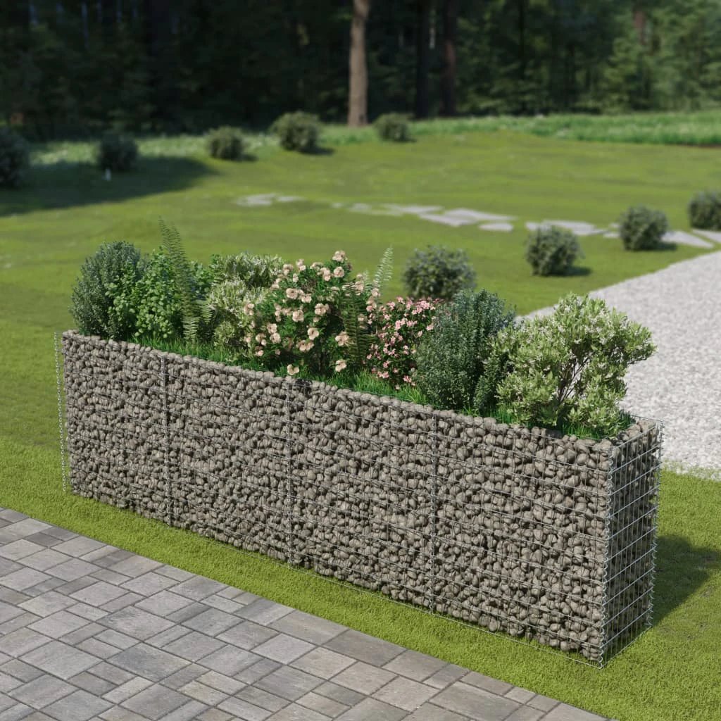 vidaXL Gabion Raised Bed Galvanised Steel 450x90x100 cm by vidaXL