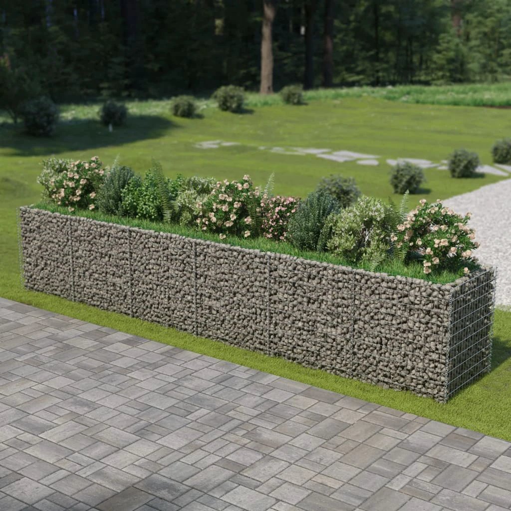 vidaXL vidaXL Gabion Raised Bed Galvanised Steel 450x90x100 cm - Raised Beds