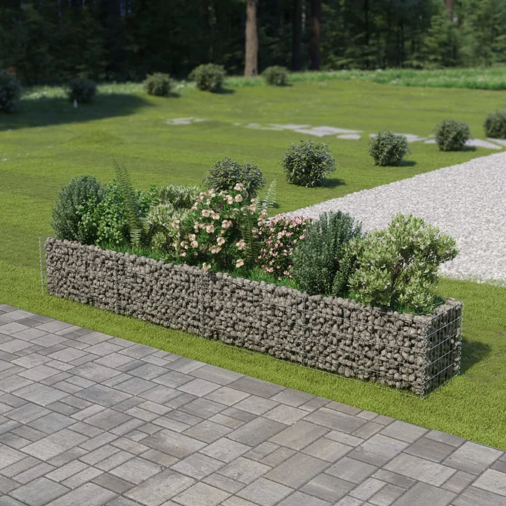 vidaXL Gabion Raised Bed Galvanised Steel 450x90x100 cm by vidaXL