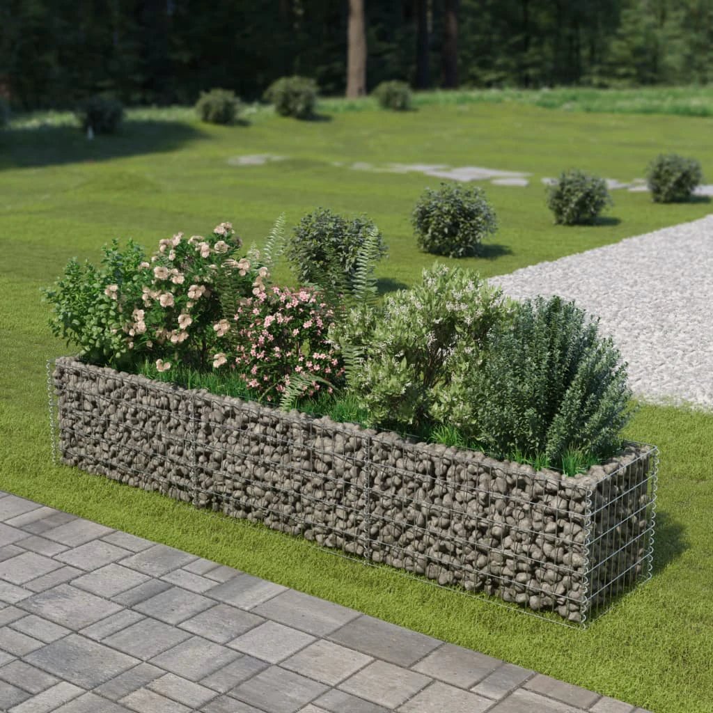 vidaXL Gabion Raised Bed Galvanised Steel 450x90x100 cm by vidaXL