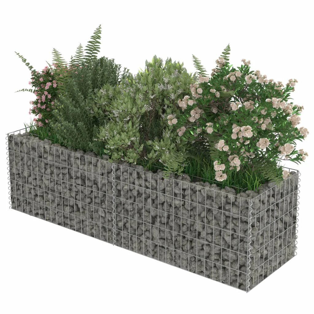 vidaXL Gabion Raised Bed Galvanised Steel 450x90x100 cm by vidaXL