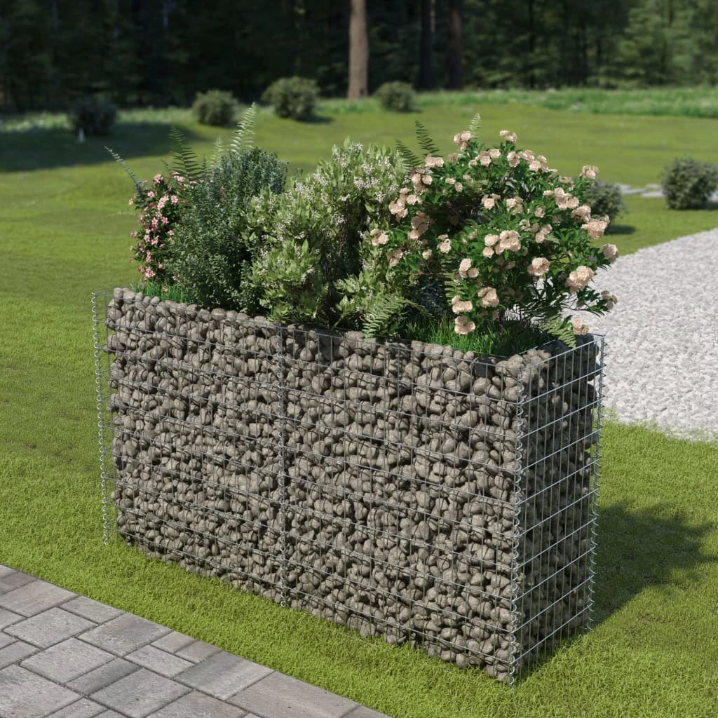 vidaXL vidaXL Gabion Raised Bed Galvanised Steel 450x90x100 cm - Raised Beds