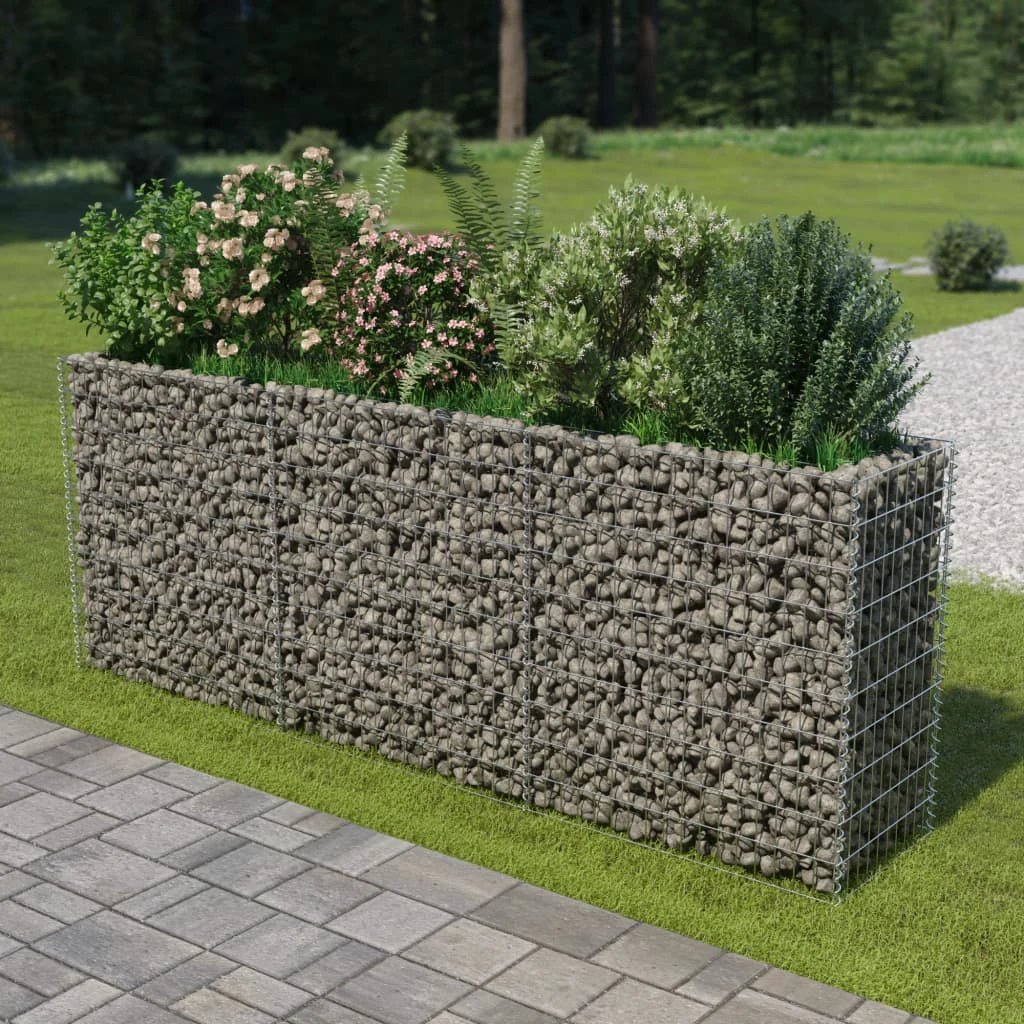 vidaXL Gabion Raised Bed Galvanised Steel 450x90x100 cm by vidaXL
