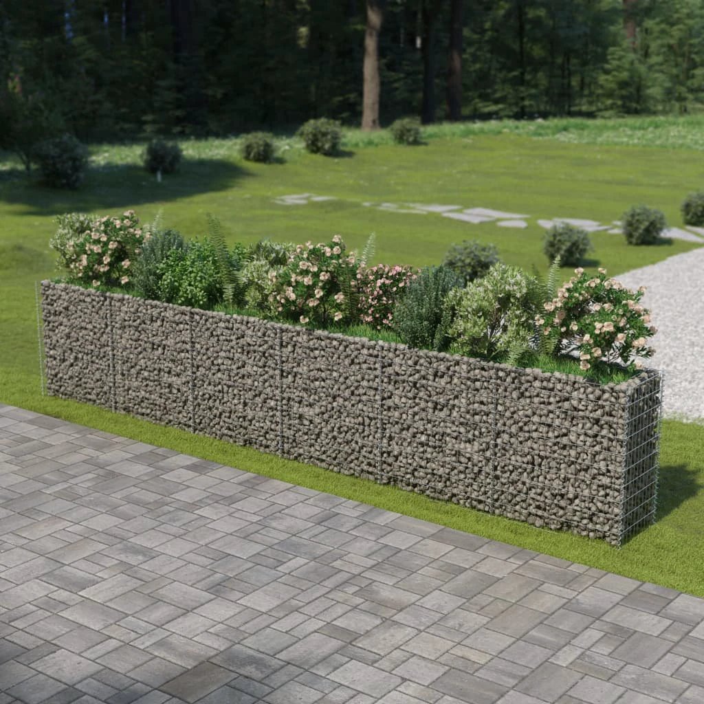 vidaXL vidaXL Gabion Raised Bed Galvanised Steel 450x90x100 cm - Raised Beds