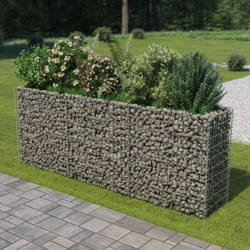 vidaXL Gabion Raised Bed Galvanised Steel 450x90x100 cm by vidaXL