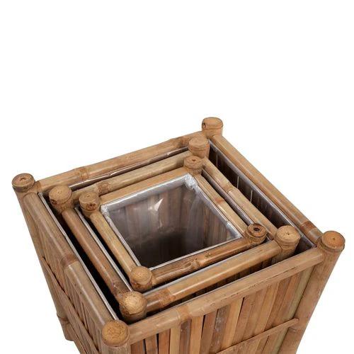 vidaXL 3 pcs Bamboo Raised Bed with Nylon Lining - Raised Beds