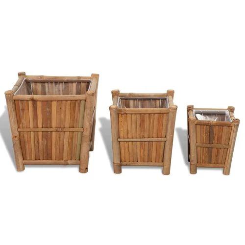 vidaXL 3 pcs Bamboo Raised Bed with Nylon Lining - Raised Beds