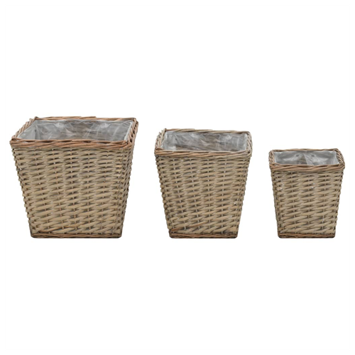 vidaXL Raised Bed 3 pcs Wicker with PE Lining by vidaXL