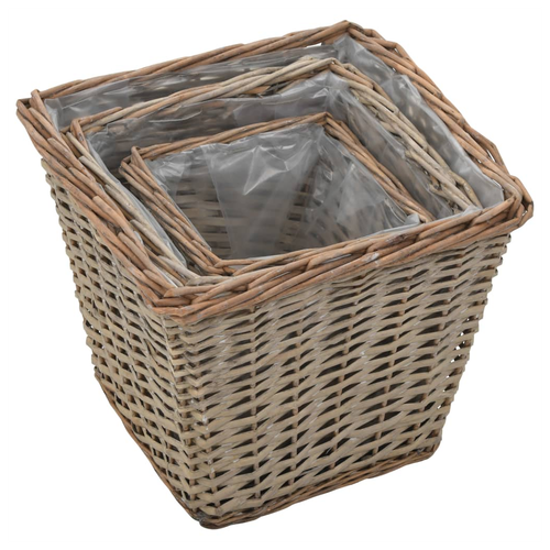 vidaXL Raised Bed 3 pcs Wicker with PE Lining by vidaXL