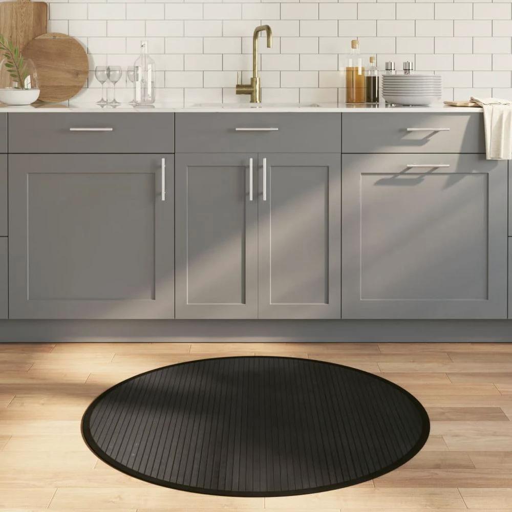 vidaXL Rug Round Black100 cm Bamboo by vidaXL