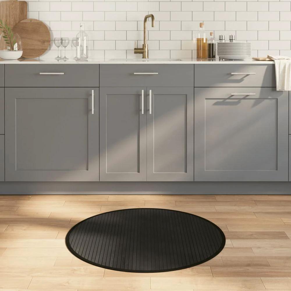 vidaXL Rug Round Black80 cm Bamboo - Rug