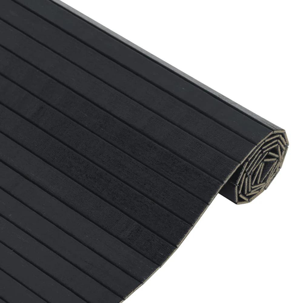 vidaXL Rug Square Black 100x100 cm Bamboo by vidaXL