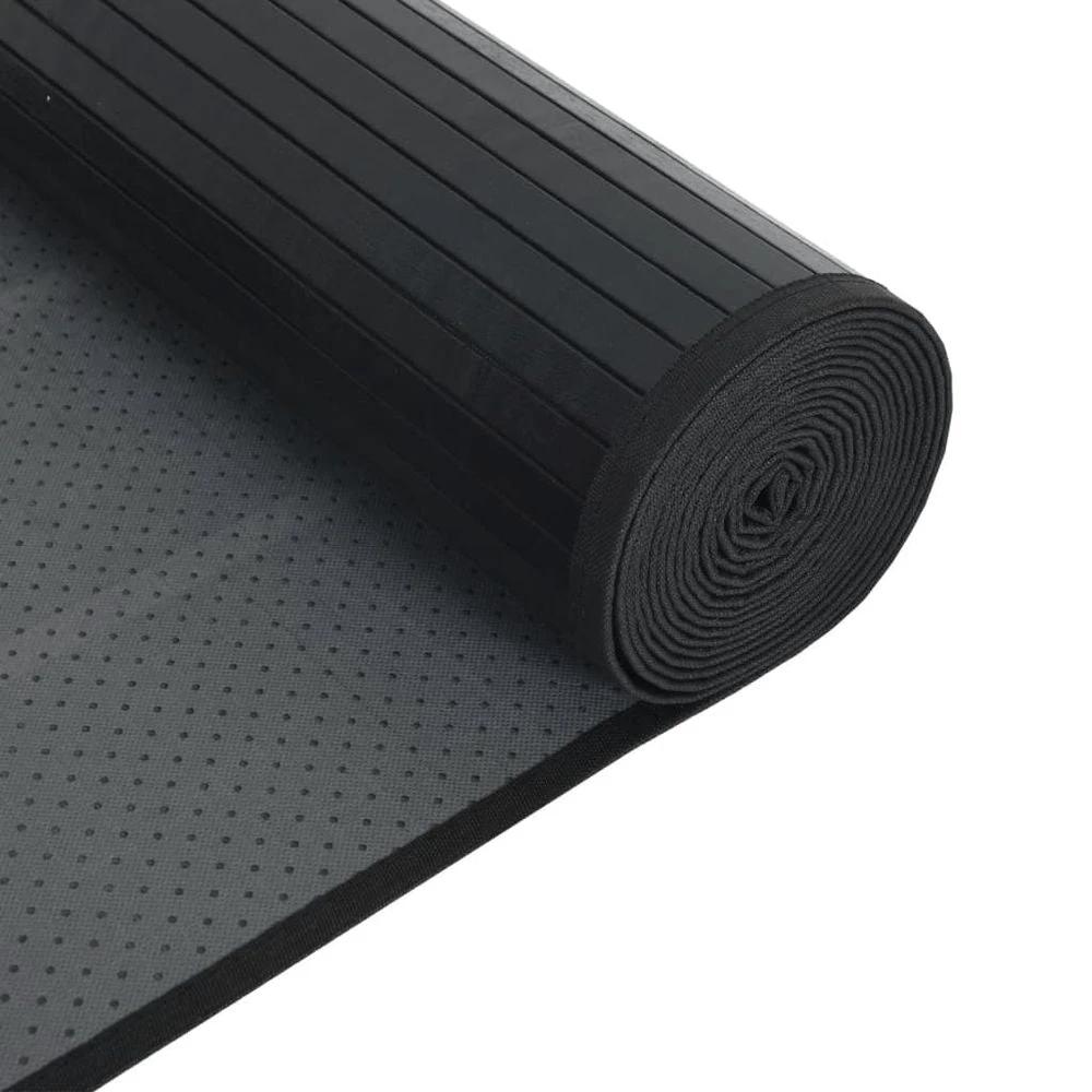vidaXL Rug Square Black100x100 cm Bamboo - Rug