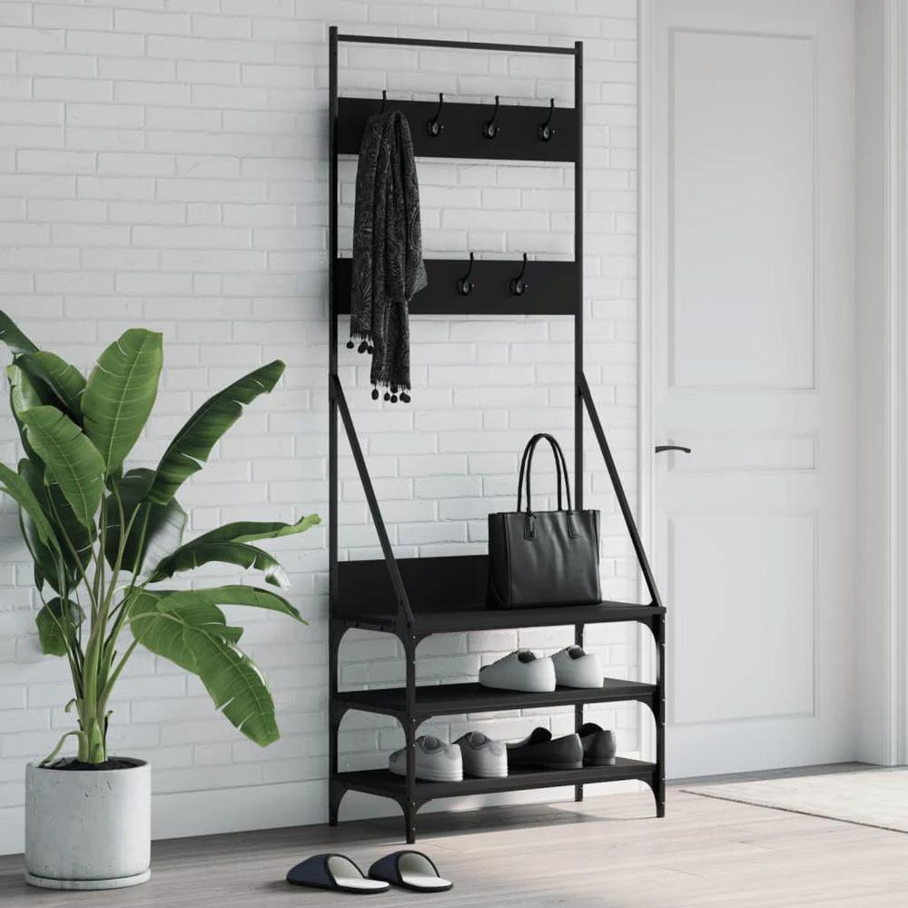 vidaXL Clothes Rack with Shoe Storage vidaXL Black 72x34x184 cm - Uncategorized Shoe Storage