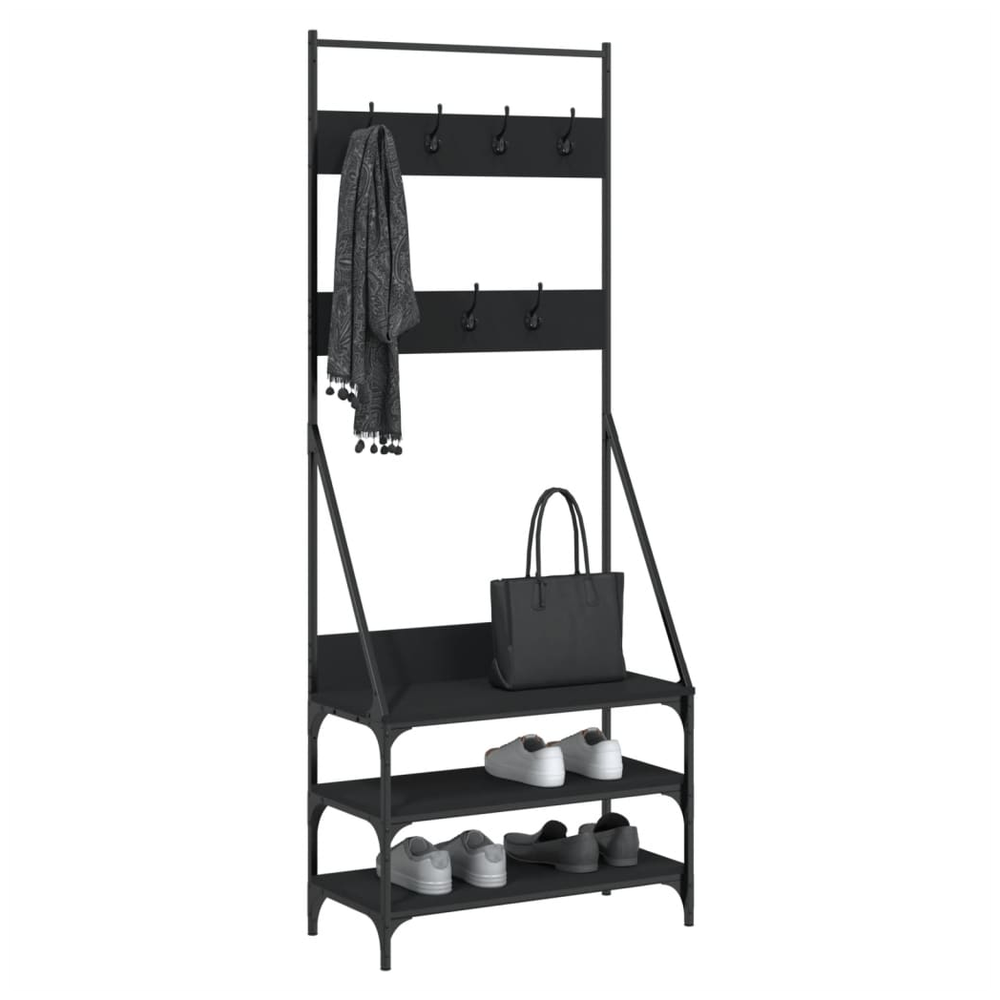 vidaXL Clothes Rack with Shoe Storage vidaXL Black 72x34x184 cm - Uncategorized Shoe Storage