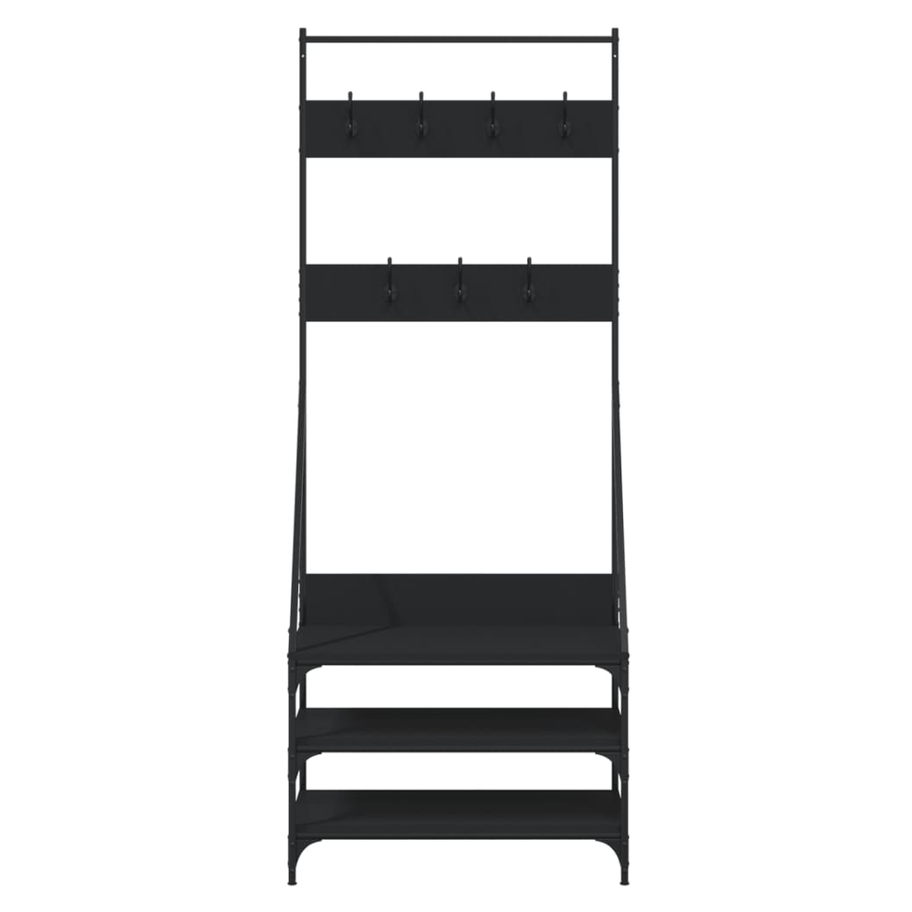 vidaXL Clothes Rack with Shoe Storage vidaXL Black 72x34x184 cm - Uncategorized Shoe Storage