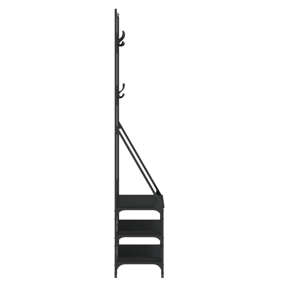 vidaXL Clothes Rack with Shoe Storage vidaXL Black 72x34x184 cm - Uncategorized Shoe Storage