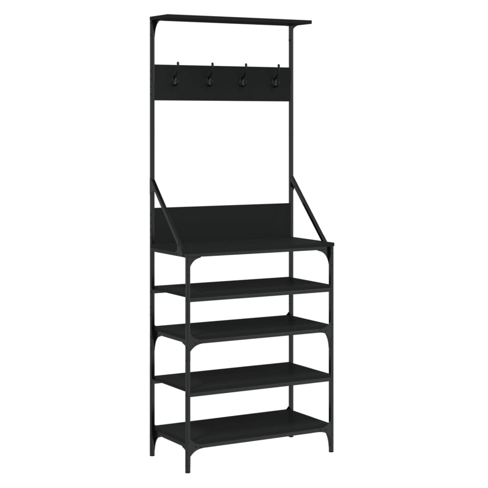 vidaXL Clothes Rack with Shoe Storage vidaXL Black 70x34x184 cm - Uncategorized Shoe Storage