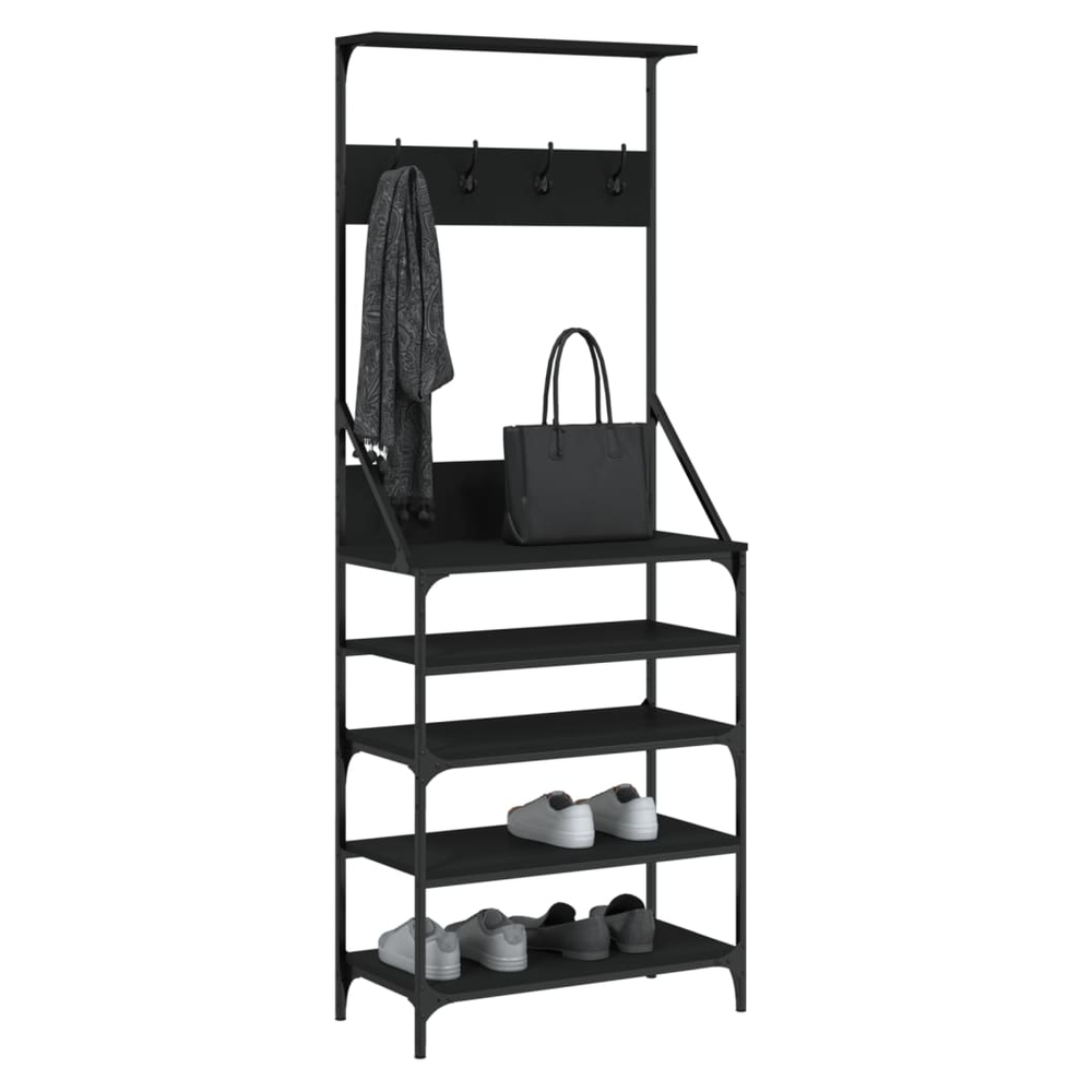 vidaXL Clothes Rack with Shoe Storage vidaXL Black 70x34x184 cm - Uncategorized Shoe Storage