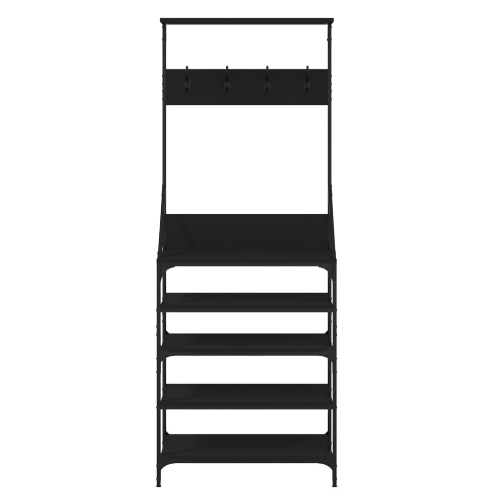 vidaXL Clothes Rack with Shoe Storage vidaXL Black 70x34x184 cm - Uncategorized Shoe Storage