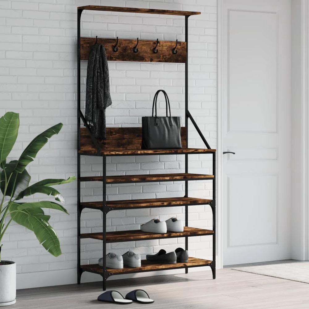 vidaXL Clothes Rack with Shoe Storage vidaXL Black 70x34x184 cm - Uncategorized Shoe Storage