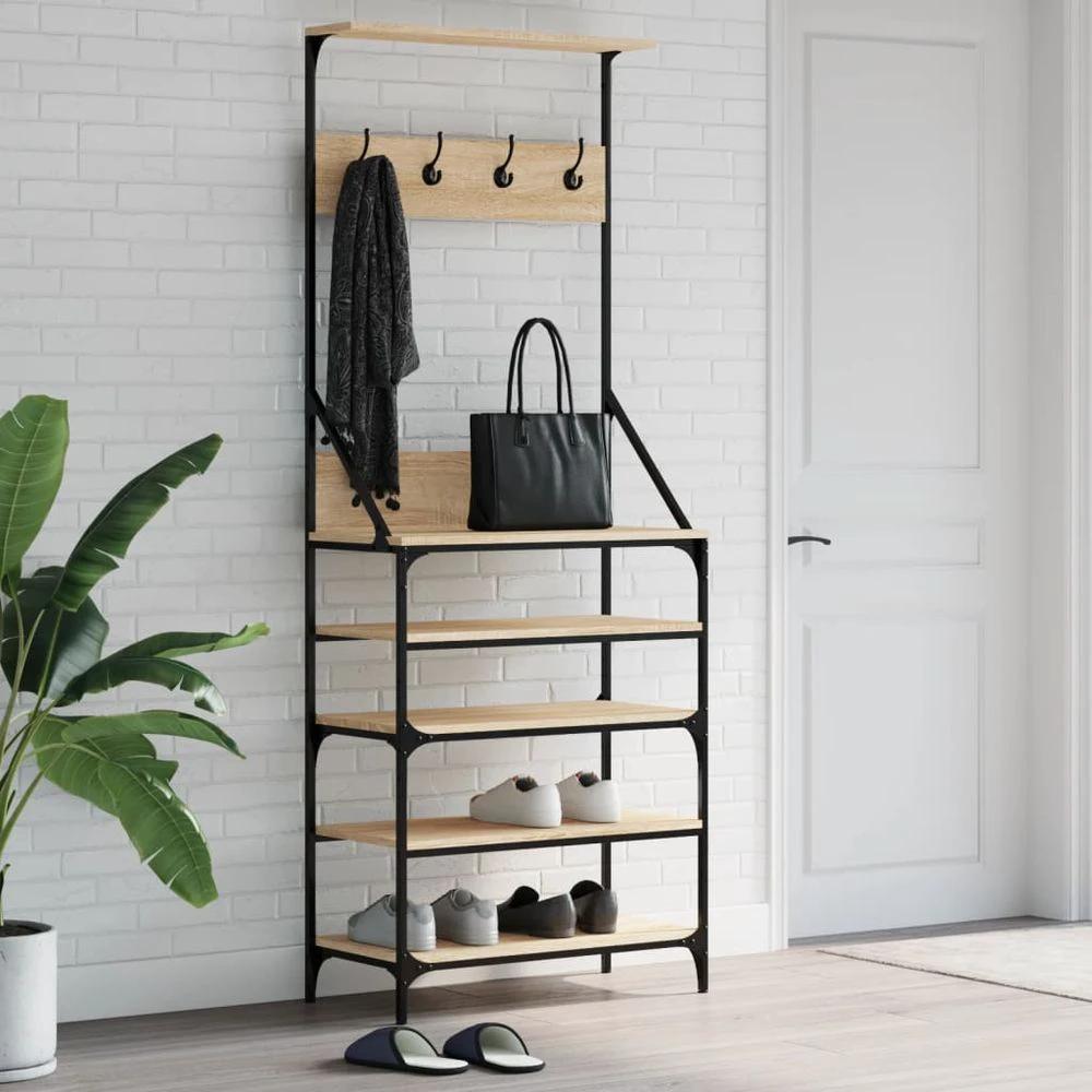 vidaXL Clothes Rack with Shoe Storage vidaXL Black 70x34x184 cm - Uncategorized Shoe Storage