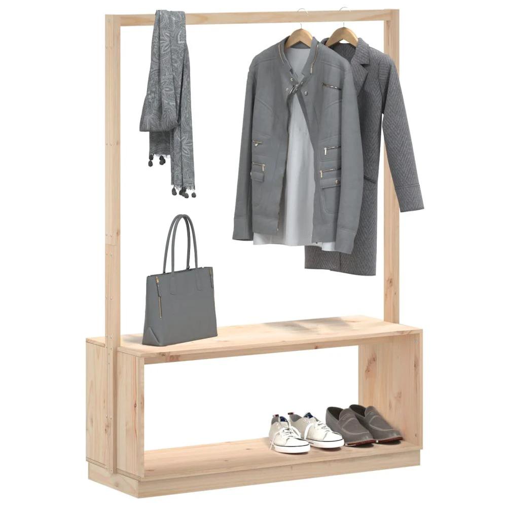 vidaXL Clothes Rack with Shoe Storage vidaXL 113x40x157.5 cm Solid Wood Pine - Uncategorized Shoe Storage
