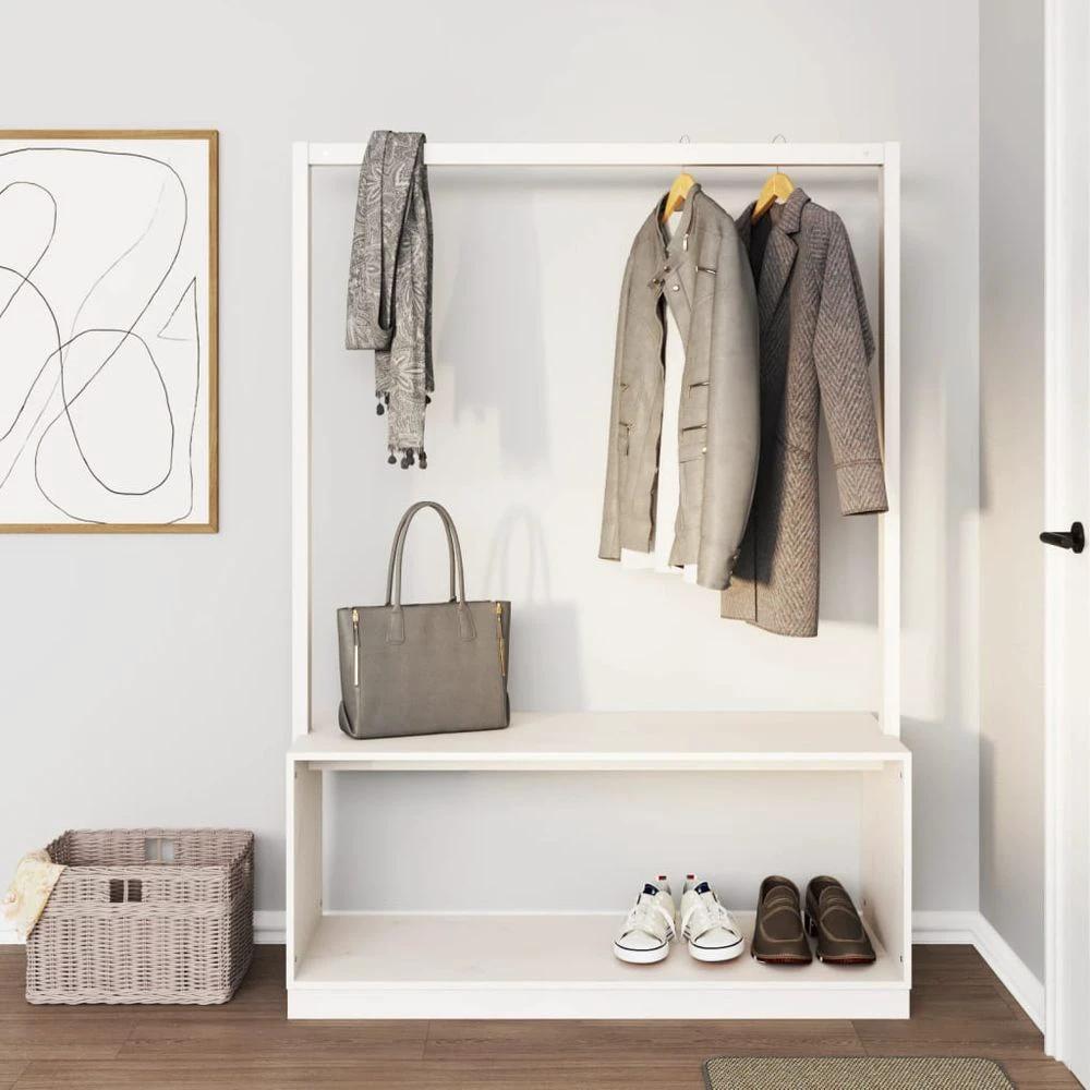 vidaXL Clothes Rack with Shoe Storage vidaXL 113x40x157.5 cm Solid Wood Pine - Uncategorized Shoe Storage