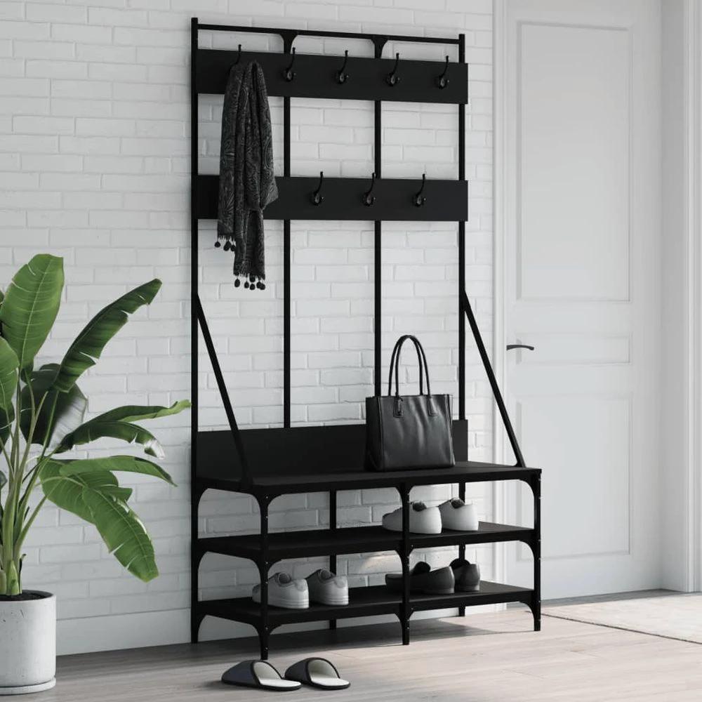 Clothes Rack with Shoe Storage vidaXL Black 100x40x184 cm by vidaXL