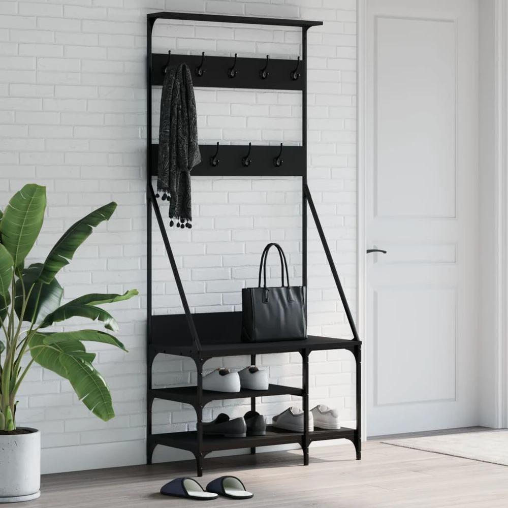 Clothes Rack with Shoe Storage vidaXL Black 80x40x184 cm by vidaXL