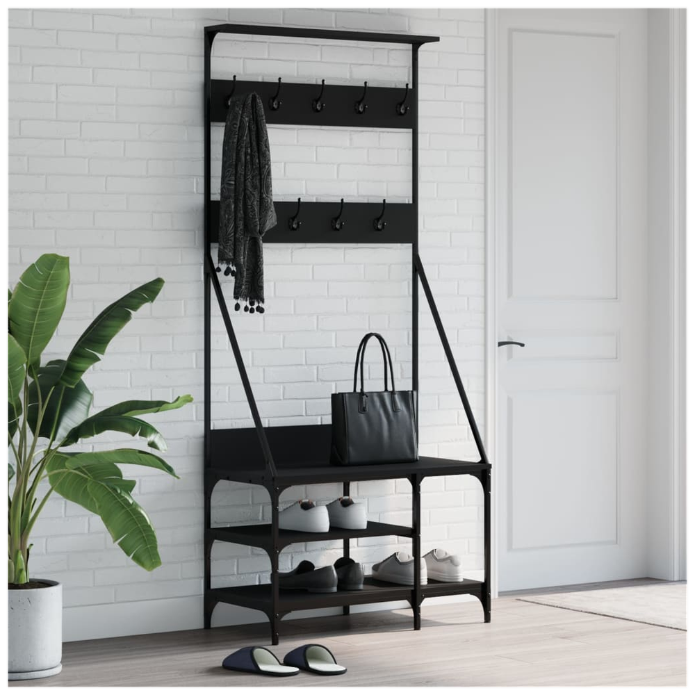 Clothes Rack with Shoe Storage vidaXL Black 80x40x184 cm by vidaXL