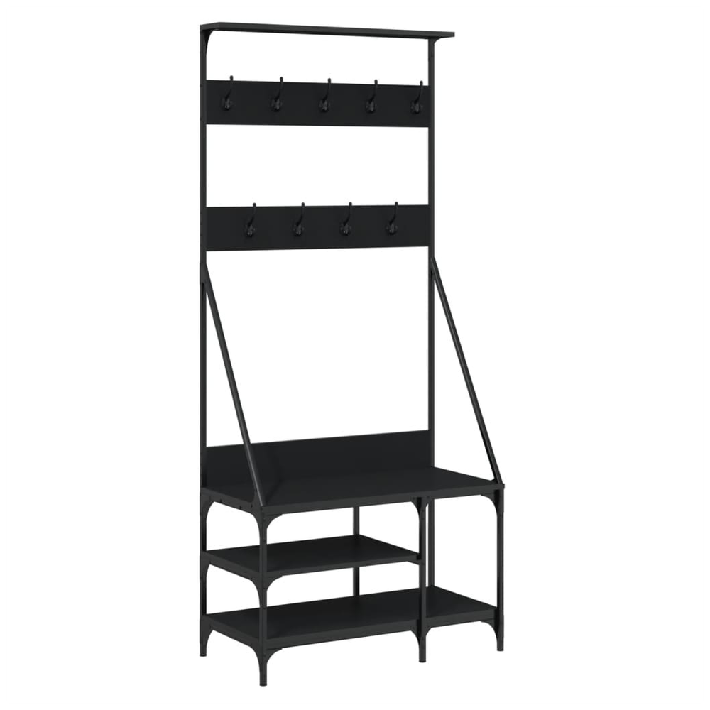 Clothes Rack with Shoe Storage vidaXL Black 80x40x184 cm by vidaXL