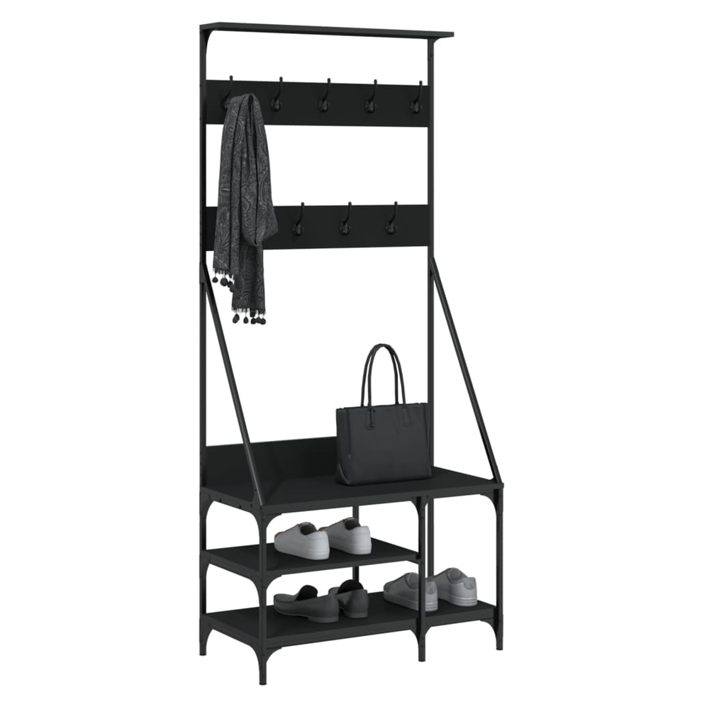 Clothes Rack with Shoe Storage vidaXL Black 80x40x184 cm by vidaXL