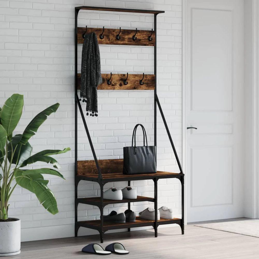 vidaXL Clothes Rack with Shoe Storage vidaXL Black 80x40x184 cm - Uncategorized Shoe Storage