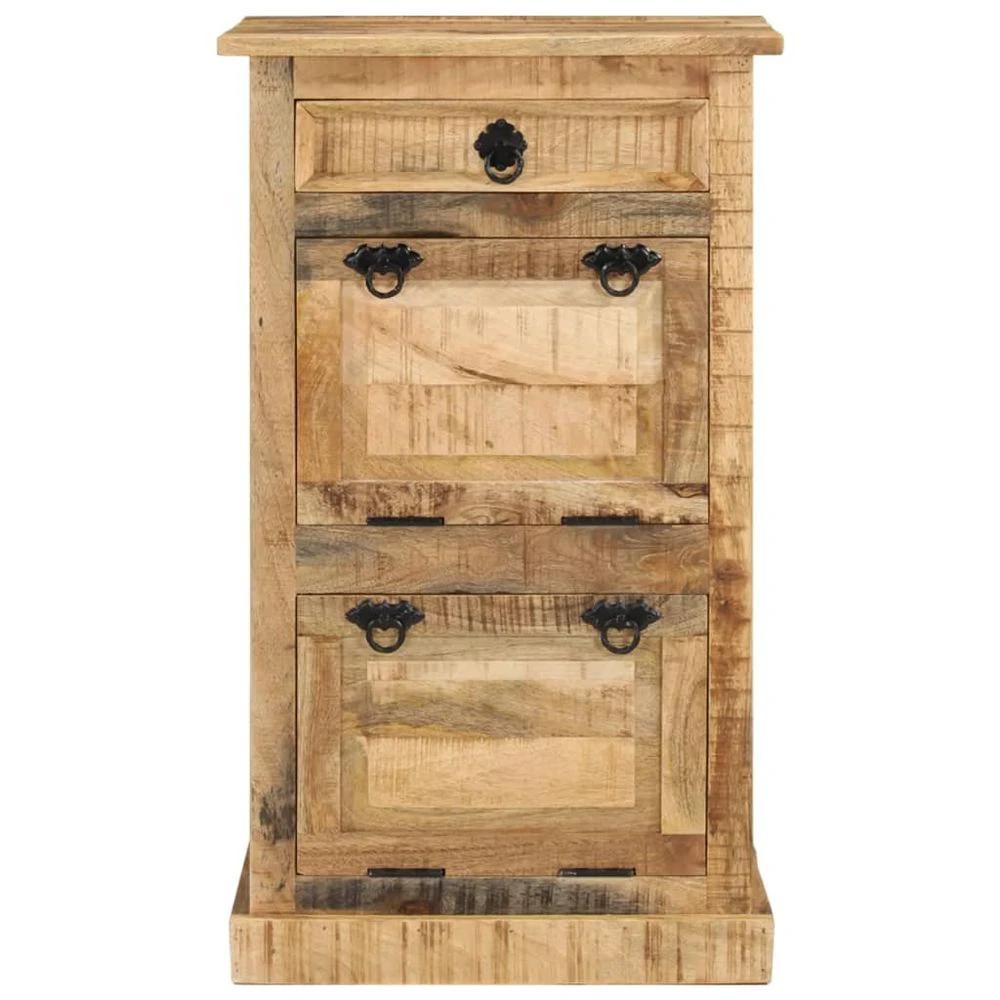 4-Layer vidaXL Shoe Cabinet with Drawer Solid Rough Mango Wood by vidaXL