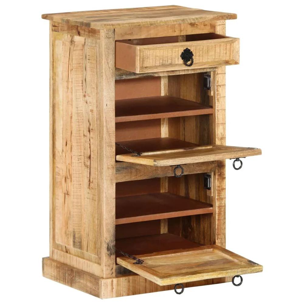 4-Layer vidaXL Shoe Cabinet with Drawer Solid Rough Mango Wood by vidaXL