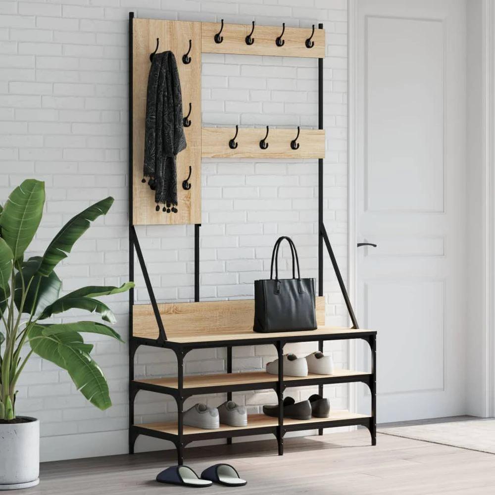 Clothes Rack with Shoe Storage vidaXL Black 100x40x184 cm by vidaXL