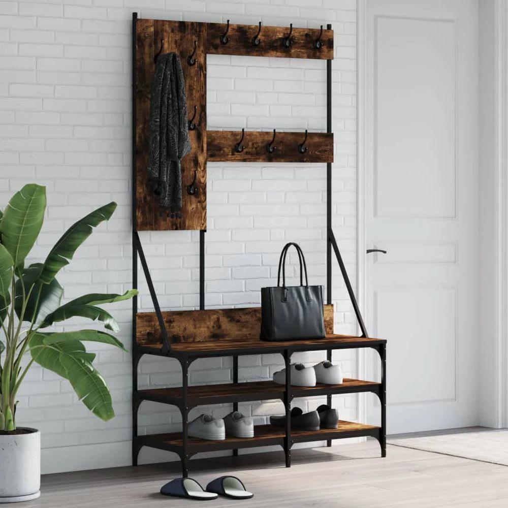 vidaXL Clothes Rack with Shoe Storage vidaXL Black 100x40x184 cm - Uncategorized Shoe Storage