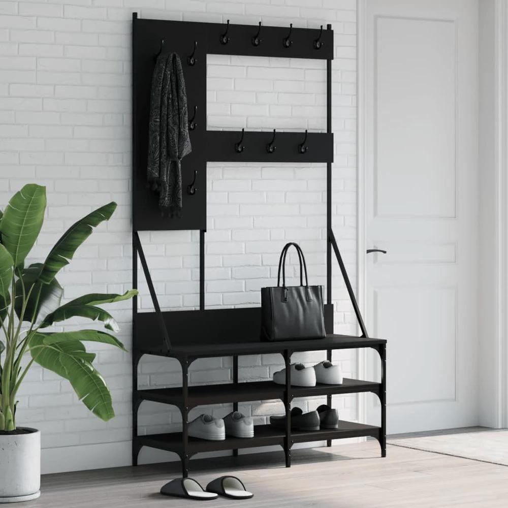 vidaXL Clothes Rack with Shoe Storage vidaXL Black 100x40x184 cm - Uncategorized Shoe Storage