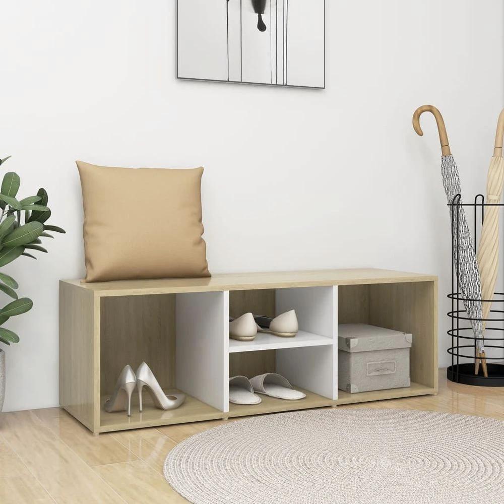 vidaXL vidaXL Shoe Storage Bench White 105x35x35 cm Engineered Wood - Uncategorized Shoe Storage
