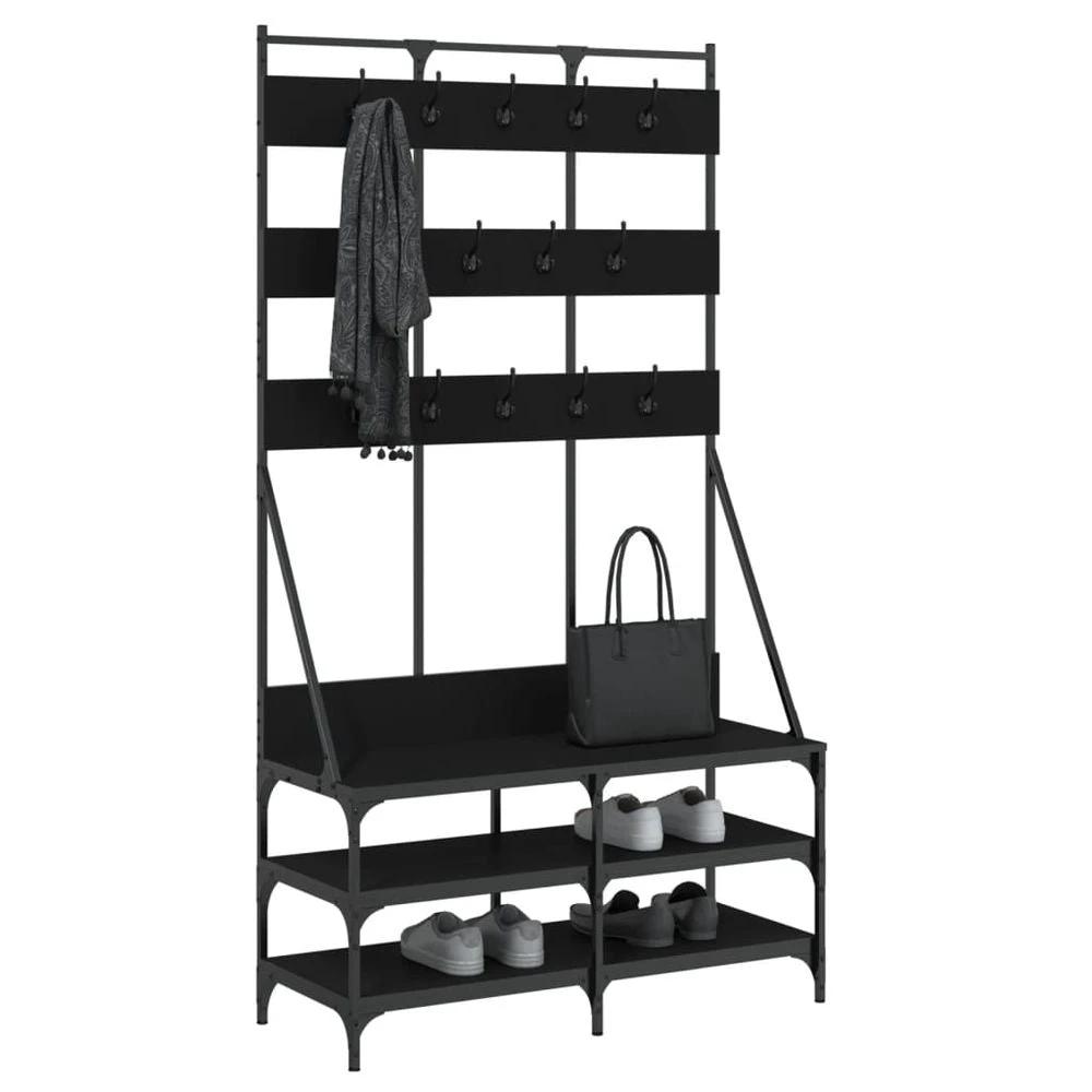 vidaXL Clothes Rack with Shoe Storage vidaXL Black 100x40x184 cm - Uncategorized Shoe Storage
