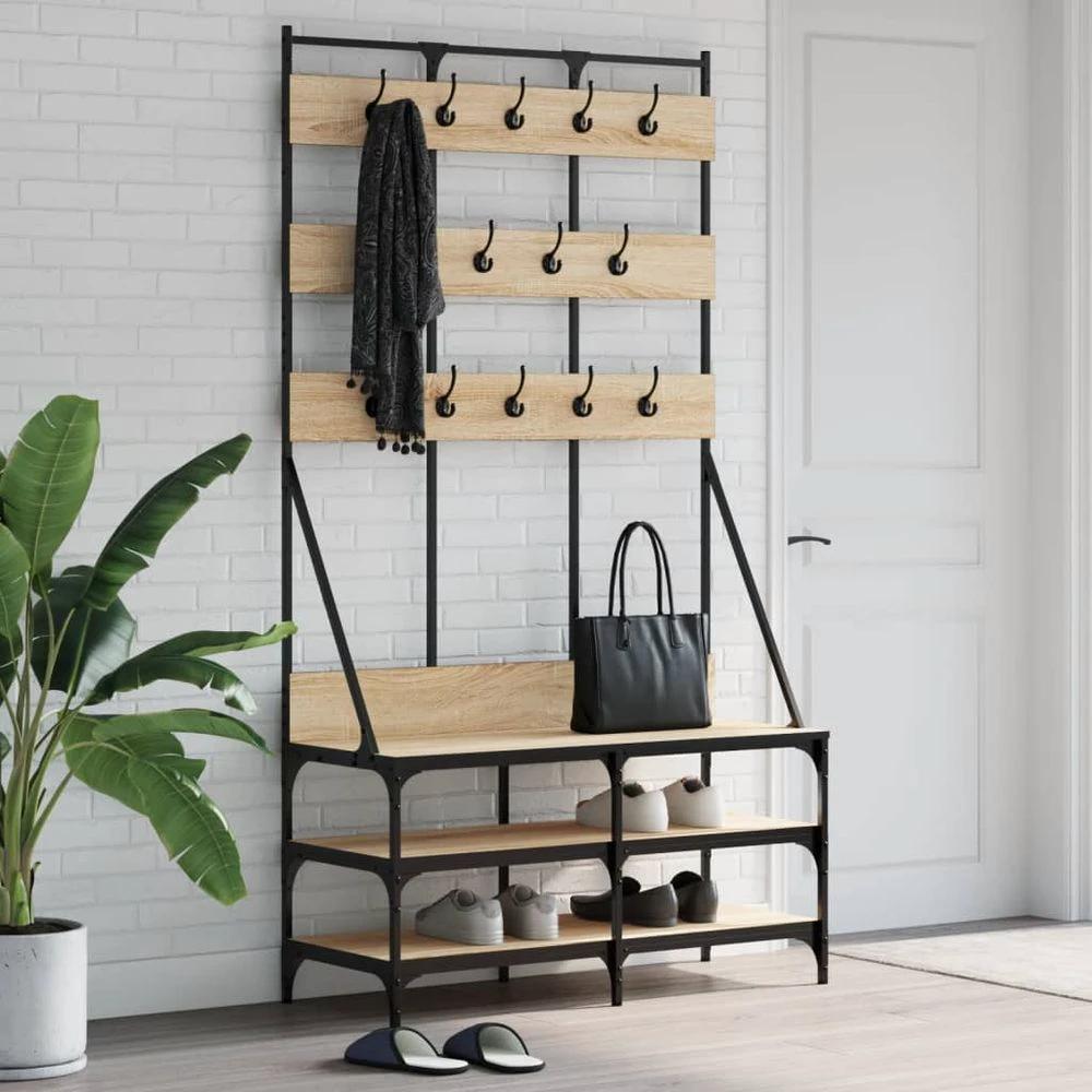 vidaXL Clothes Rack with Shoe Storage vidaXL Black 100x40x184 cm - Uncategorized Shoe Storage