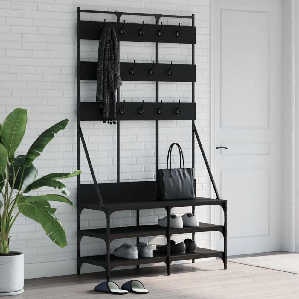 vidaXL Clothes Rack with Shoe Storage vidaXL Black 100x40x184 cm - Uncategorized Shoe Storage